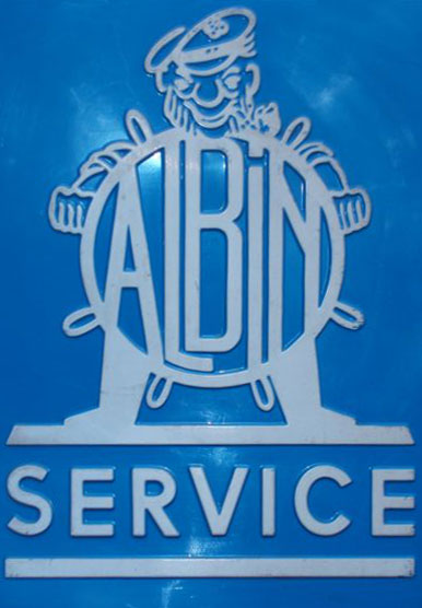 Albin service logo på skilt